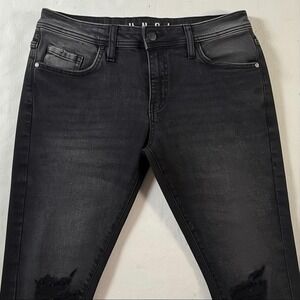 YoungLA Distressed Skinny Jeans Men's 34x30 Black Ankle Zip Model 604